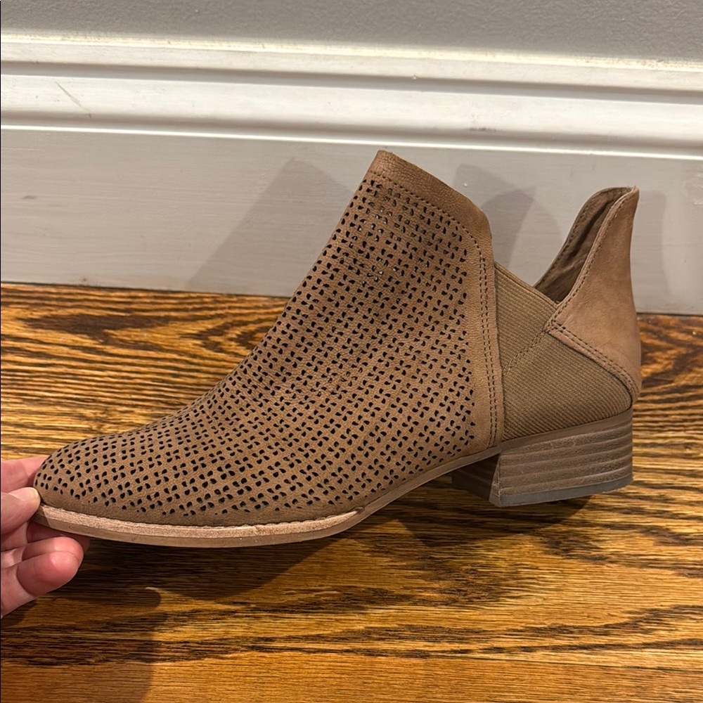 Brown Perforated Ankle Boots